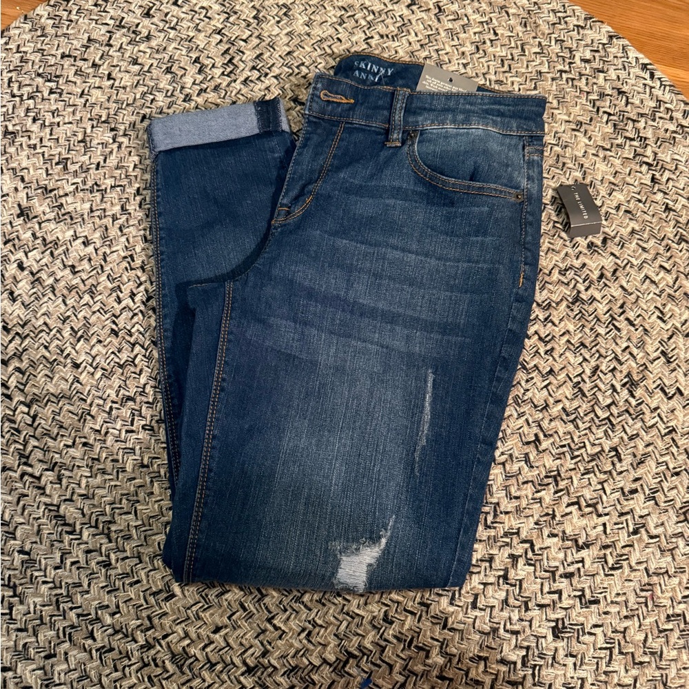 The Limited Blue Skinny Jeans with Distressed Details